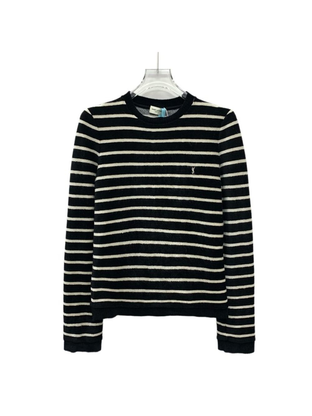 Saint Laurent 2022 Black Striped Crew Neck Knit Sweater